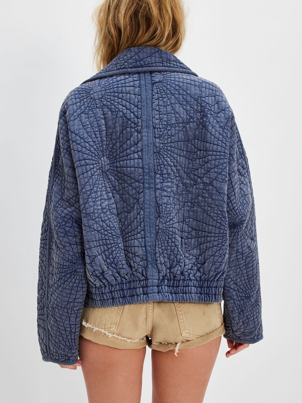 Free People Quilted Navy Blue Puffer Jacket - Picture 2 of 4
